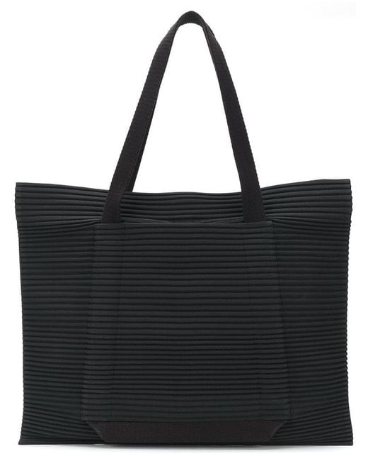 Homme Plissé Issey Miyake Black Oversized Pleated Tote for men