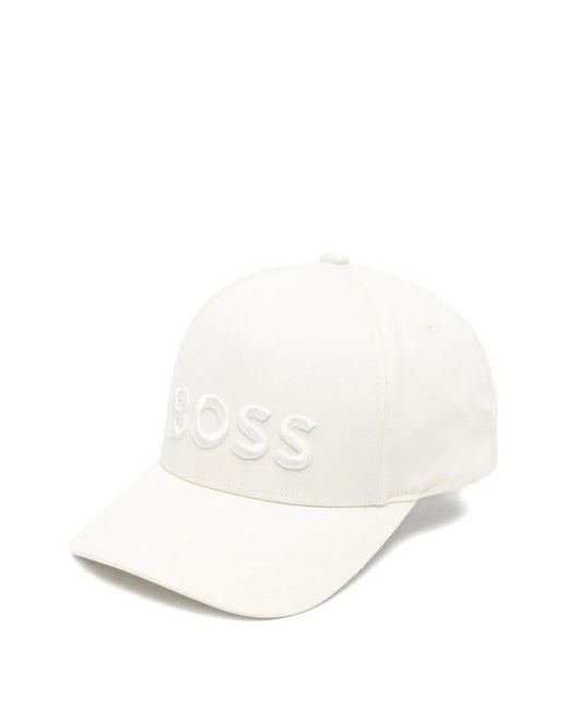 Boss White Logo-Lettering Baseball Cap for men