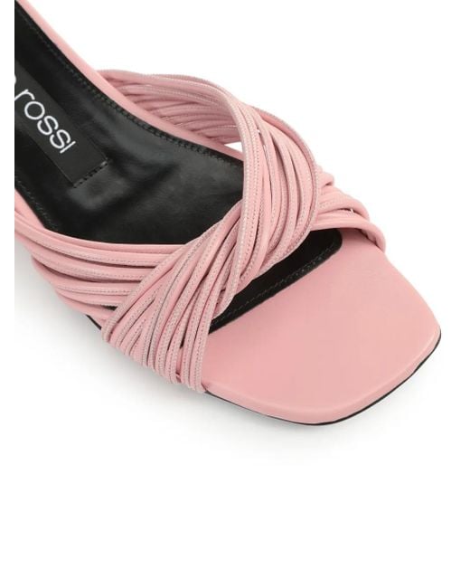 Sergio Rossi Pink Sr Akida Woven Leather Sandals