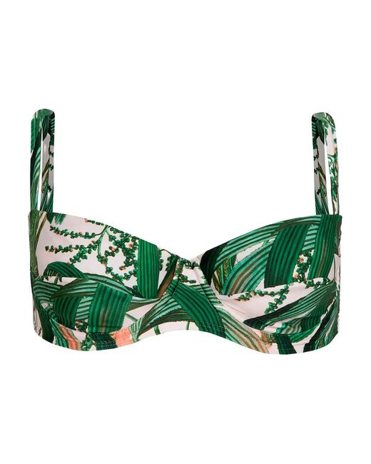 Lenny Niemeyer Green Leaf-Print Underwired Bikini Top