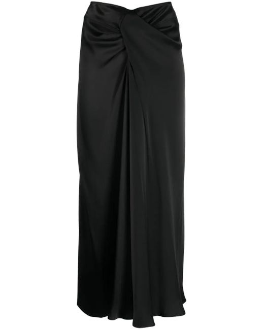 Stella McCartney Black Twist-Detail Draped Midi Skirt