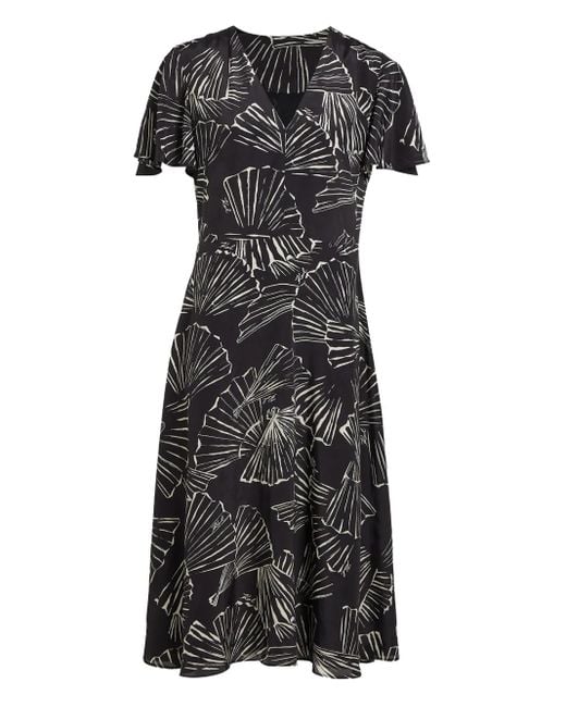 Karl Lagerfeld Black Graphic-Print V-Neck Dress