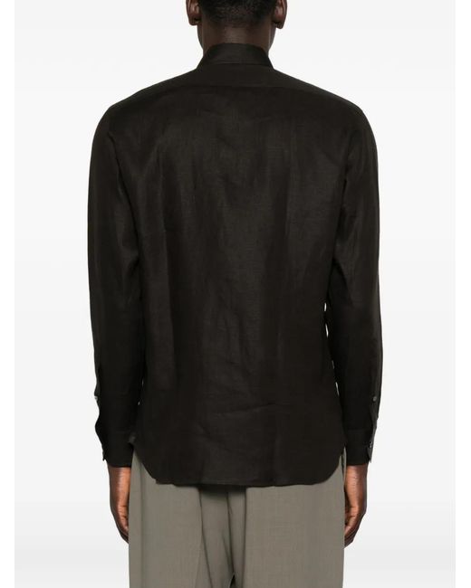 Zegna Black Long-Sleeve Button-Up Shirt for men