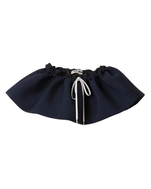 Miu Miu Wollen Mini-Rok Met Logopatch in het Blue