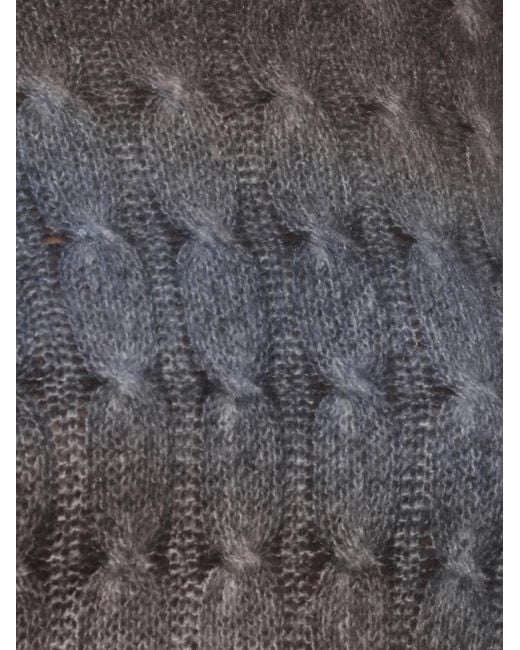 Avant Toi Blue Cable-Knit Roll-Neck Sweater