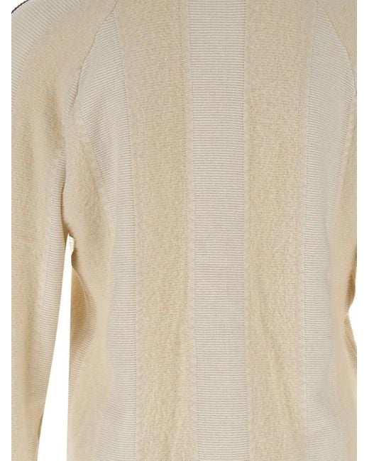 Adidas Natural Polo-Neck Stripe-Detail Sweater for men