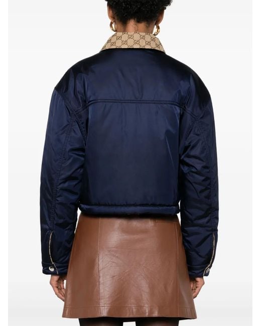 Gucci Blue Reversible Cropped Jacket