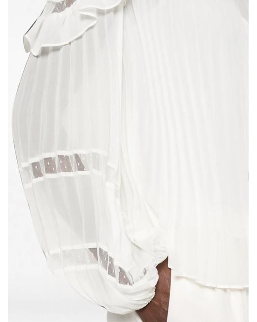 Twinset White Pleated Ruffled Blouse