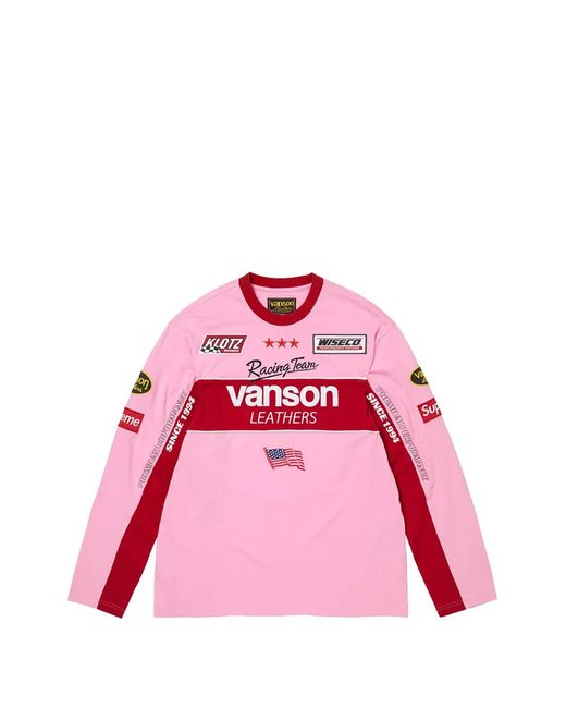 Supreme X Vanson Leathers Long-Sleeved T-Shirt in Pink for Men