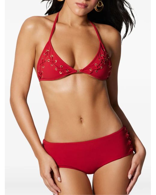 Kiki de Montparnasse Red Laçage Triangle Bikini Top