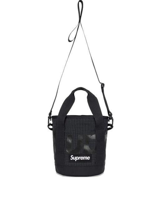 Supreme Black Cinch Grid-Pattern Tote Bag (5L) for men