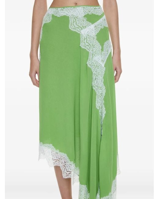 Christopher Esber Green Verve Lace-Detail Asymmetric Skirt