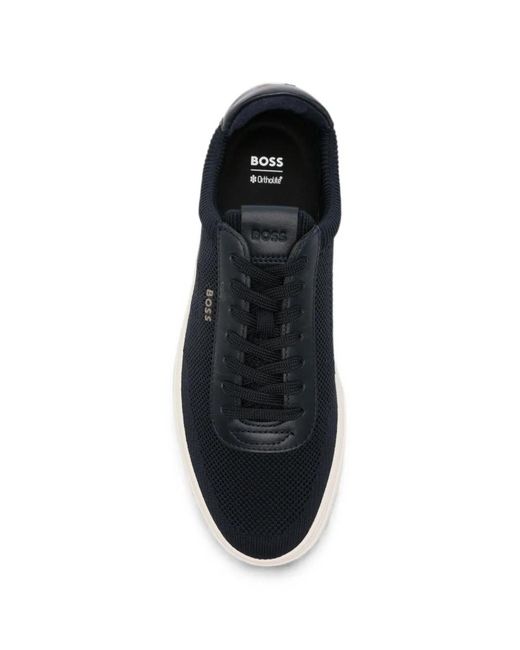 Emporio Armani Blue Round-Toe Lace-Up Sneakers for men