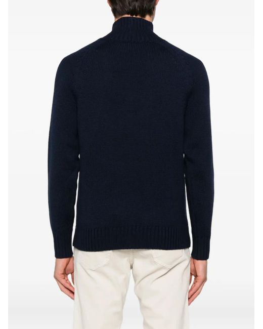 Eleventy Blue High-Neck Long-Sleeve Sweater for men