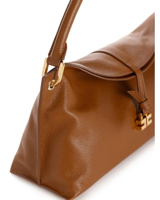 Elisabetta Franchi Brown Medium Boulevard Leather Handbag