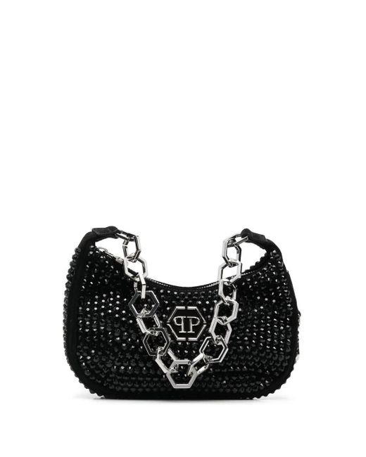 Philipp Plein Black Shoulder Bag Crystals