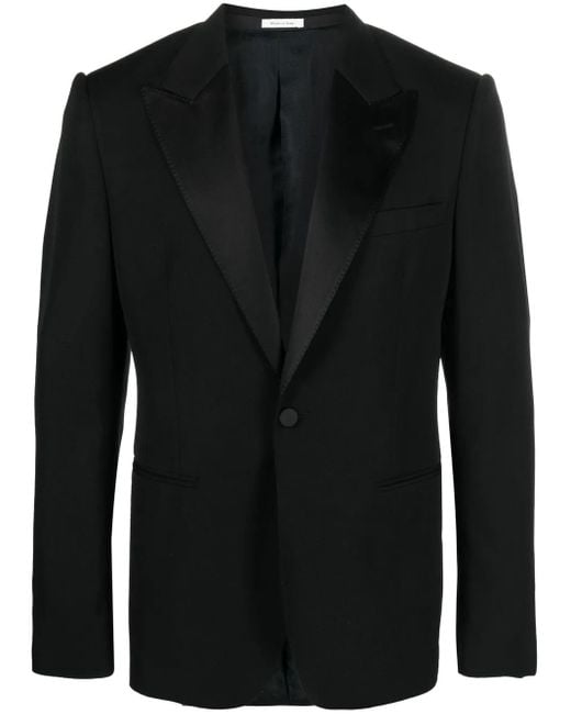 McQueen Black Tailored Single Breasted Jacket for men