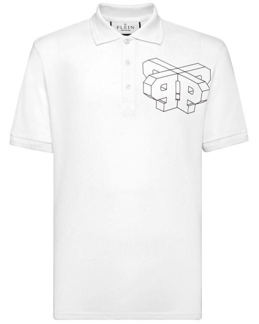 Philipp Plein White Wire Frame Cotton Polo Shirt for men