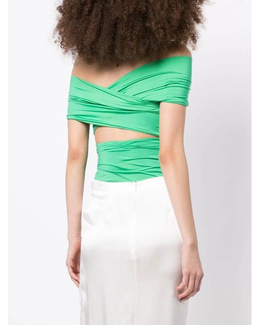 Fleur du Mal Green Wrap-Front Bodysuit