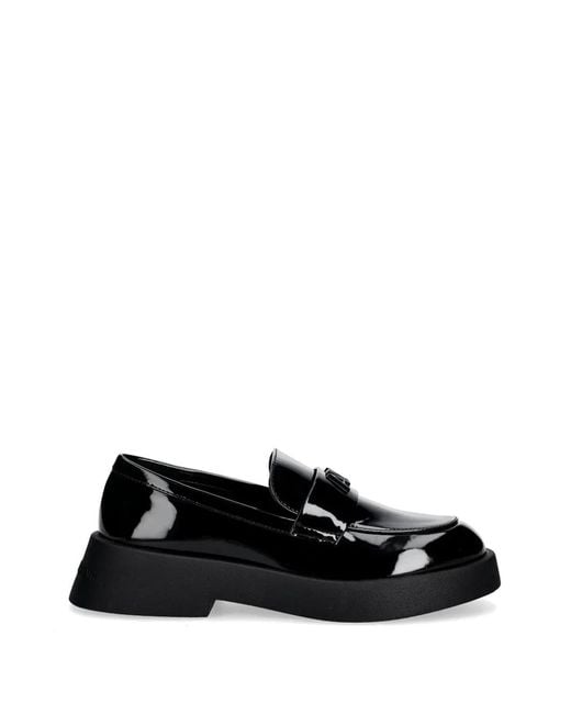 ARMANI EXCHANGE Black Logo-Plaque Loafers