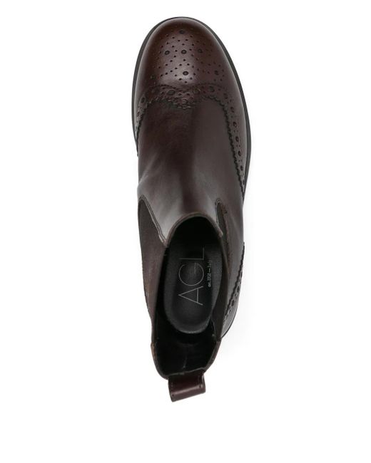 Agl Attilio Giusti Leombruni Black Elastic-Insert Brogue Boots