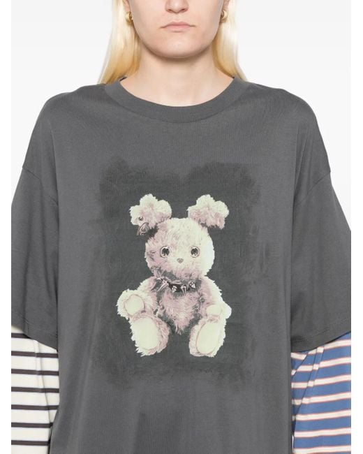 Mini Cream T-Shirt Met Grafische Print in het Gray