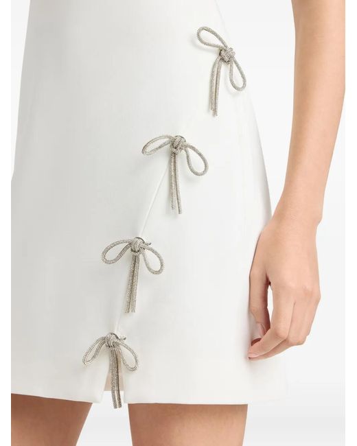 Cinq À Sept White Corded Rhinestone Bow Rella Dress