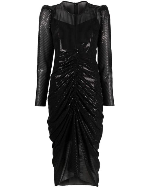 Nissa Black Sequin-embellished Midi Dress
