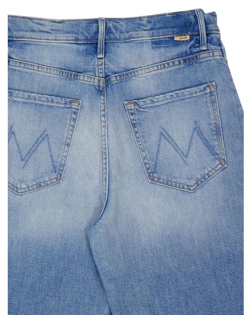 Mother Blue Ausgefranste The Half Pipe Ankle Jeans