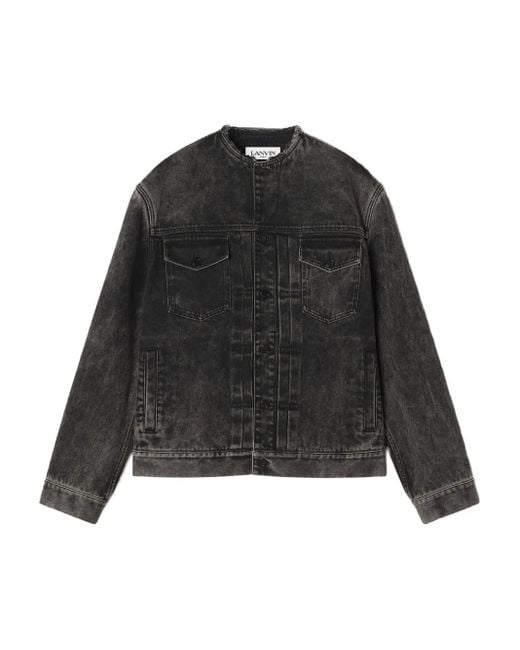 Lanvin Black Denim Collarless Jacket for men