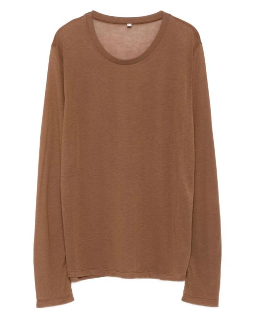 Top A Maniche Lunghe Con Scollo Rotondo di Baserange in Brown