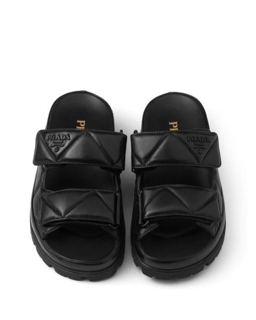Prada Black Padded Leather Sandals