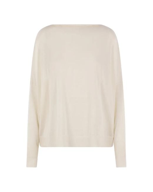 Dusan White Ribbed-Hem Sweater