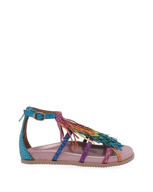 Kurt Geiger Blue Fringe Flat Sandals