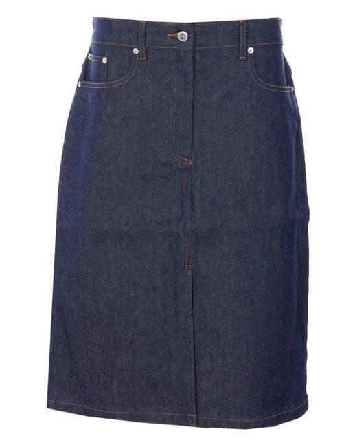 A.P.C. Blue Five-Pockets Midi Skirt