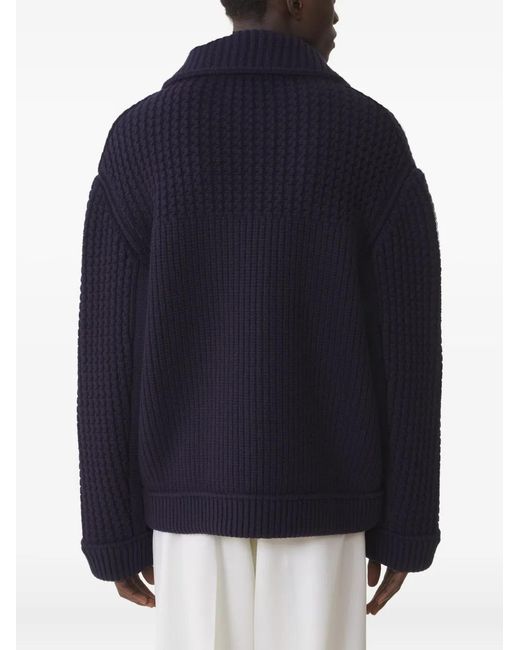 Lanvin Blue Double-Breasted Cardigan for men
