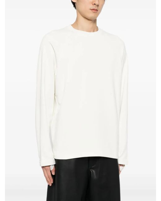 Helmut Lang White Crew-Neck Cotton Jumper