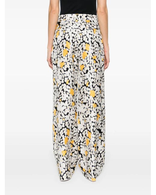 Lanvin White Floral Wide-leg Trousers