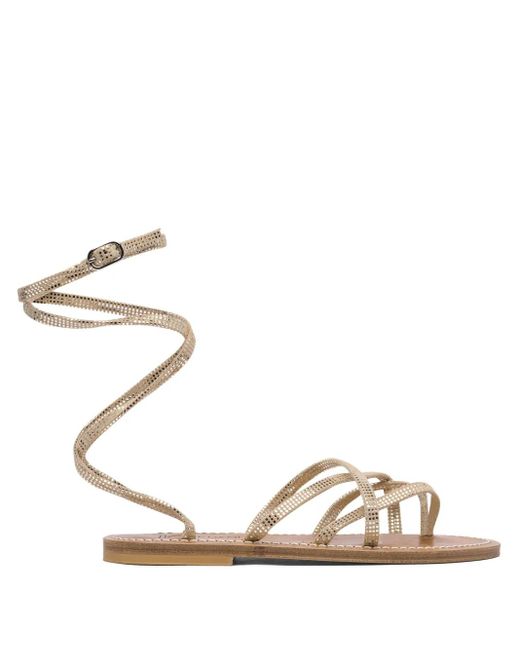 K. Jacques Metallic Riemchensandalen aus Leder