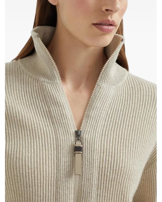 Brunello Cucinelli Natural Sparkling Cashmere Cardigan