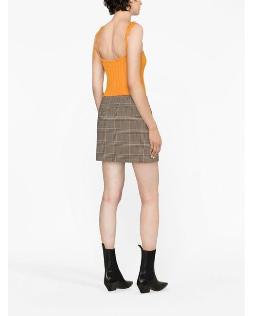 Sportmax Gray Staffa Check-pattern Mini Skirt