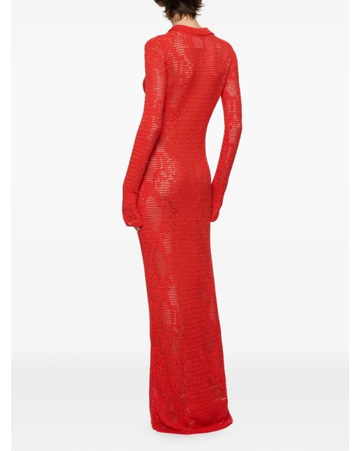 Paris Georgia Red Crochet Maxi Dress