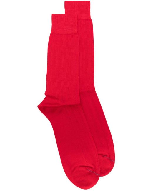 Paul Smith Red Mid Calf-length Ribbed Socks for men