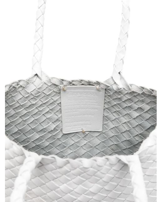 Bolso shopper tejido de piel Dragon Diffusion de color White