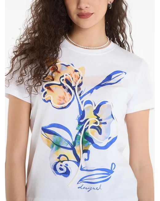 Desigual Blue Floral-Print T-Shirt