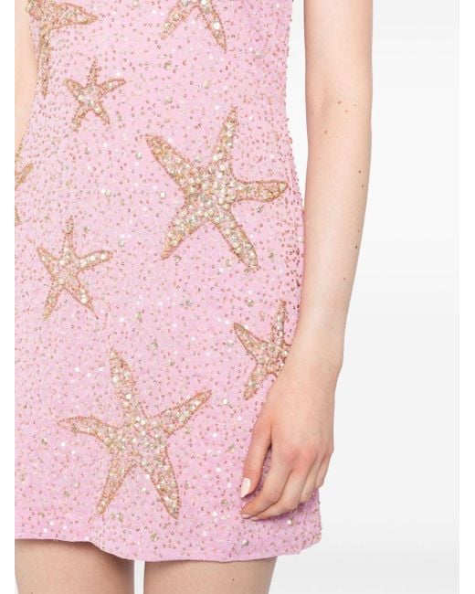 rixo pink sequin dress RIXO Lara Velvet-Trimmed Open-Back Sequined Crepe Mini Dress