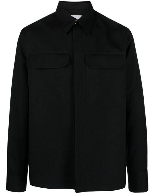 Jil Sander Black Long-Sleeved Overshirt With Patch Pockets for men