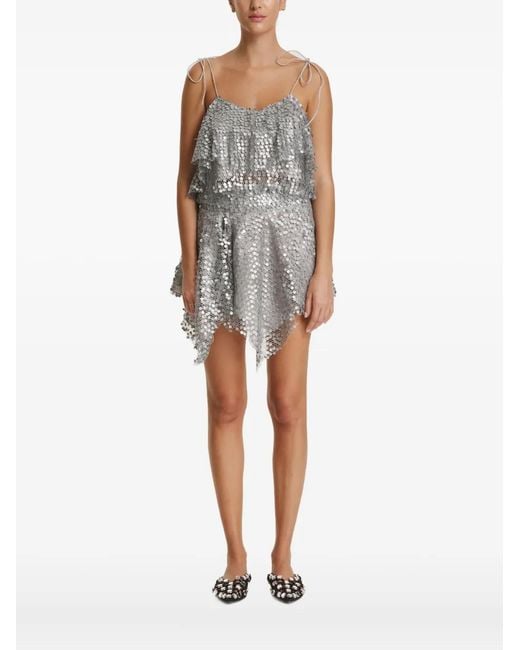 Pink Gray Sequin Ruffled Top
