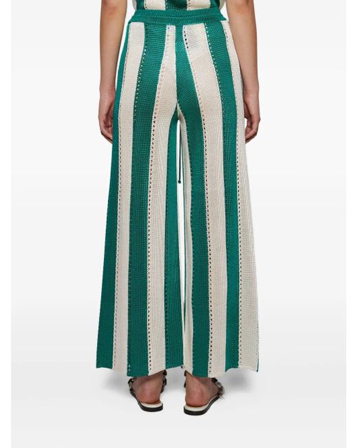Calle Del Mar Green Cabana Striped Knit Trousers
