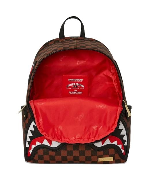 メンズ Sprayground シャークトゥース チェック バックパック Red